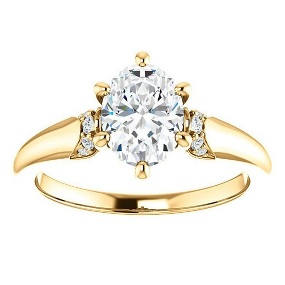 2.25Carat -9x7mm Oval Moissanite Accented Engagement Ring - Picture 8 of 15